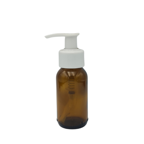 Amber Glass Generic Bottle 50ml with White Pump